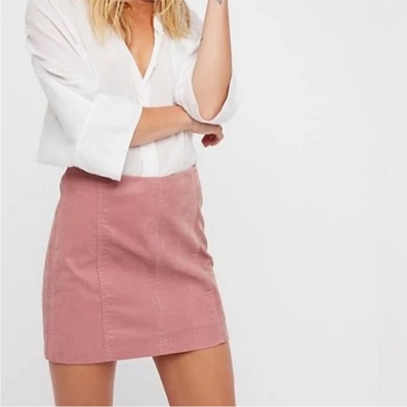 Free People Modern Femme Vegan Suede Mini Skirt Dusty Rose Women's 4 - Picture 1 of 6